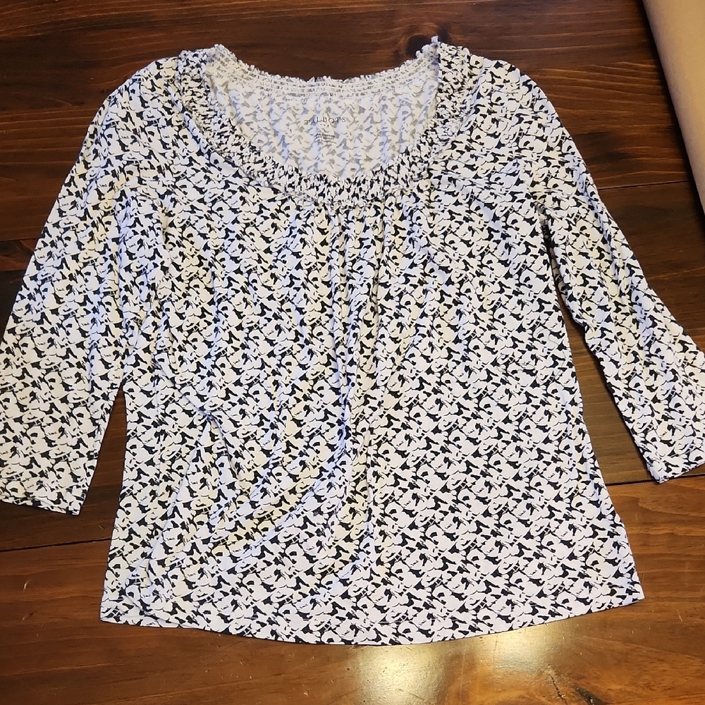 Talbots Monochrome Abstract Blouse